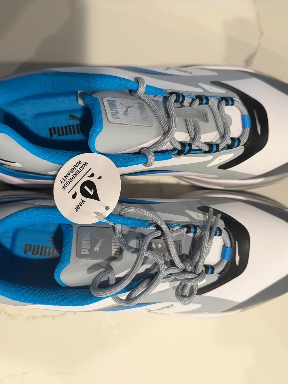 Puma Men’s White, Gray & Blue Athletic Golf Shoes